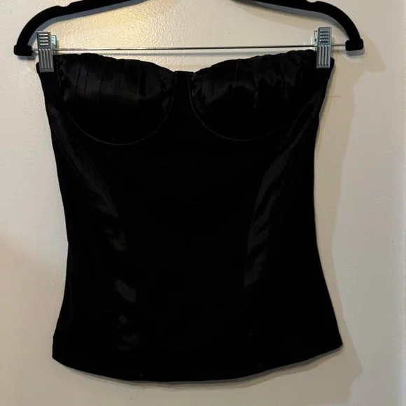 Arden B Black Satin Corset Tube Top – Size 2 - Picture 3 of 8